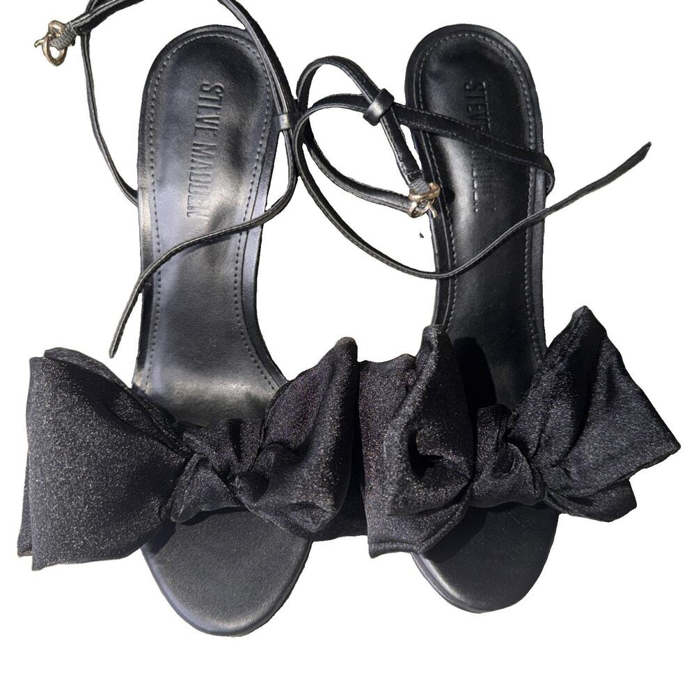 Woman's Dress Sandals Heels Satin Bow Steve Madden Effective Sandal Size 8.5 SRB